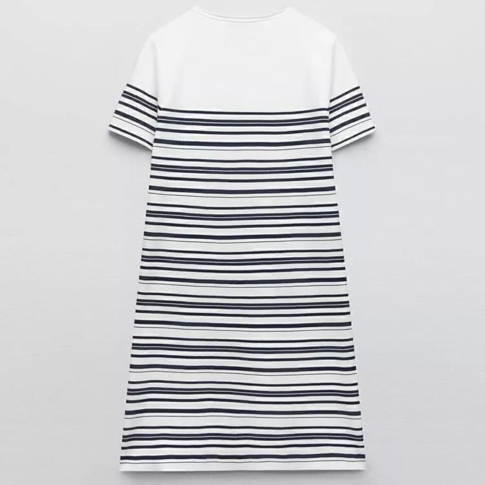 NWT ZARA WOMEN'S STRIPED KNIT MINI DRESS WHITE /NAVY SIZE M 3859/035